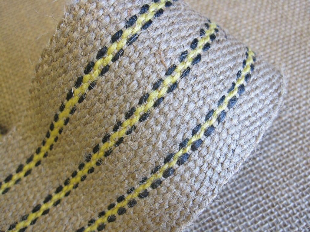 STRONG Yellow stripe jute upholstery webbing 400cm long seat seating